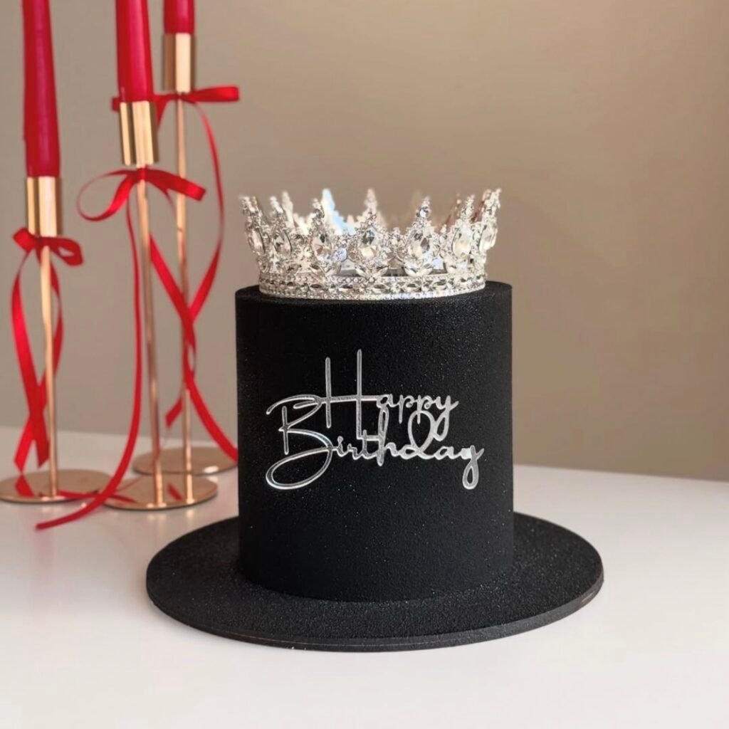 Black Theme Cake with Crown